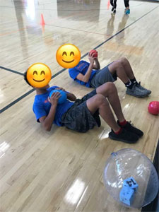 Children using exercise equipment at Northeast Junior High